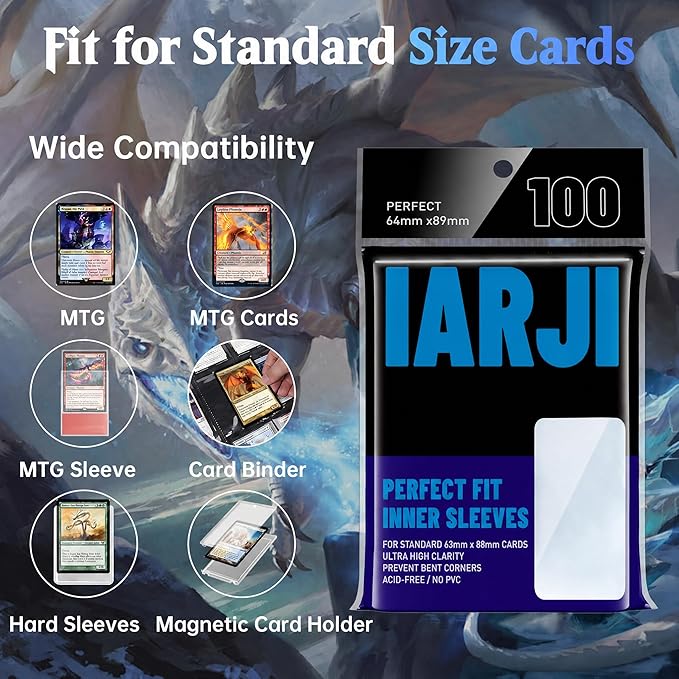 600ct Perfect Fit Sleeves, Perfect Fit Card Sleeves, Inner Sleeves MTG, Exact Fits Sleeve for Double-Sleeving, High Clarity Trading Card Sleeve for PKM, TCG, Gaming Cards