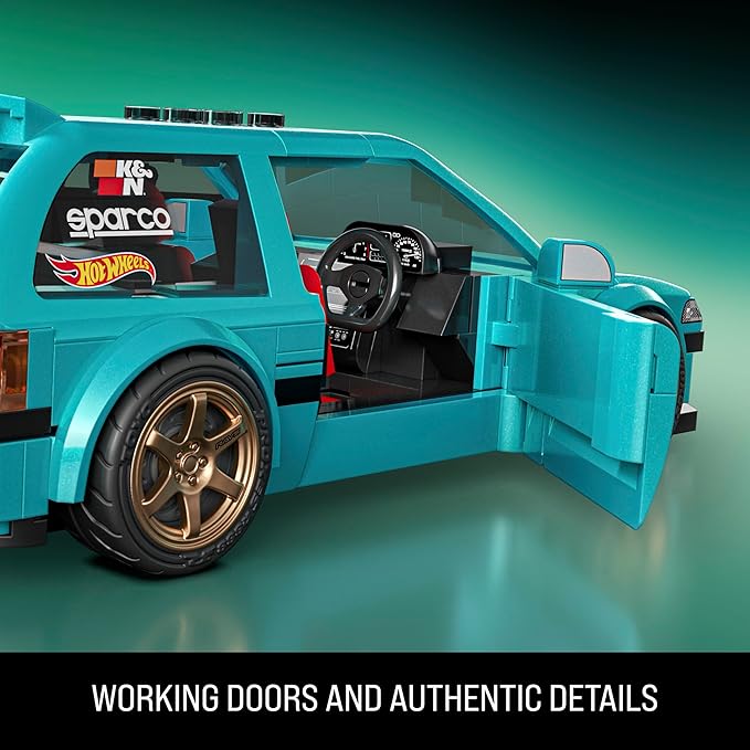 Mattel Brick Shop Hot Wheels 1990 Honda Civic EF Speed Series Custom Building Set with 248 Pieces, Realistic Details and Customization Stickers, JHF62
