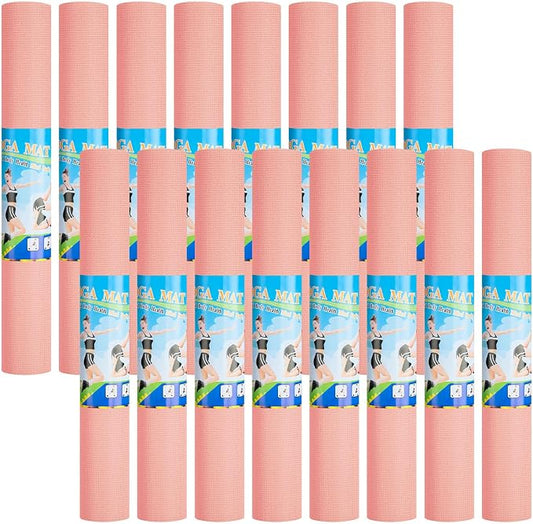 3 mm Thin Yoga Mats Bulk, Lightweight PVC Exercise Mats Non Slip Workout Fitness Pads for Yoga Pilates Stretching Classes Gym Home Studio, Easy to Clean