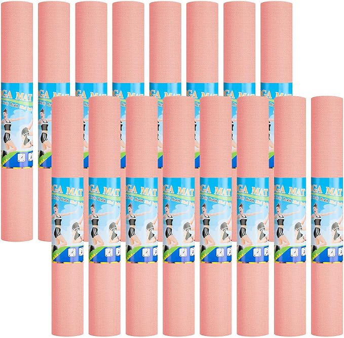 3 mm Thin Yoga Mats Bulk, Lightweight PVC Exercise Mats Non Slip Workout Fitness Pads for Yoga Pilates Stretching Classes Gym Home Studio, Easy to Clean