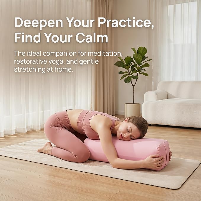 Yoga Bolster, Yoga Bolster Pillow, Bolster Pillow Yoga, for Restorative Yoga, Meditation & Relaxation, Multiple Colors Available - Pink, Purple, Beige, Gray