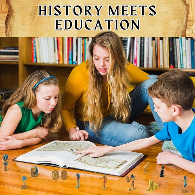 Liberty Imports 12 PCS Ancient Egypt Toys, Mini Egyptian Figurines Play Set - Pyramids of Giza, Mummy, King TUT, Sphinx, Anubis and Artifacts for Kids, School Projects