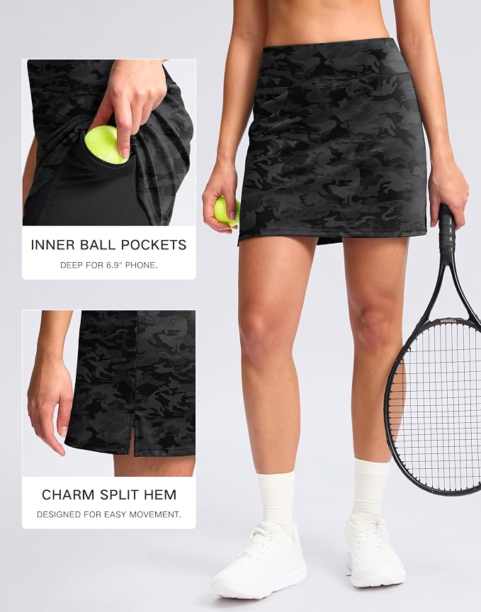 16" Skorts with 2 Pockets | Side Slits, High Waisted, A Line, Casual, Pickleball, Athletic, Golf, Tennis Skirt, for Women