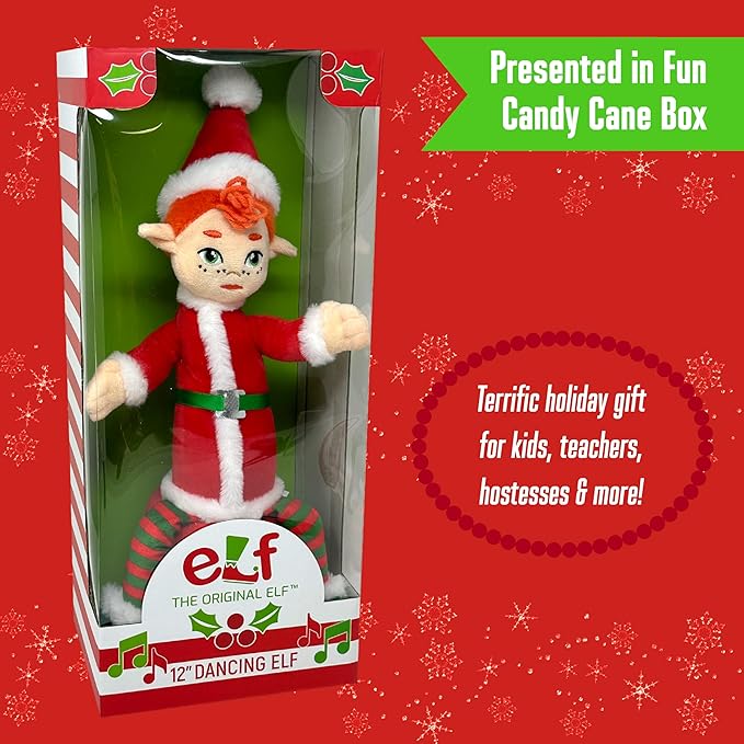 The Original Elf – Dancing Christmas Elf Doll, Singing and Talking Toy Elf for Kids, Shelf Sitter with Dangling Legs, Ideal Christmas Elf Decorations and Tree Topper, Perfect for Christmas Décor