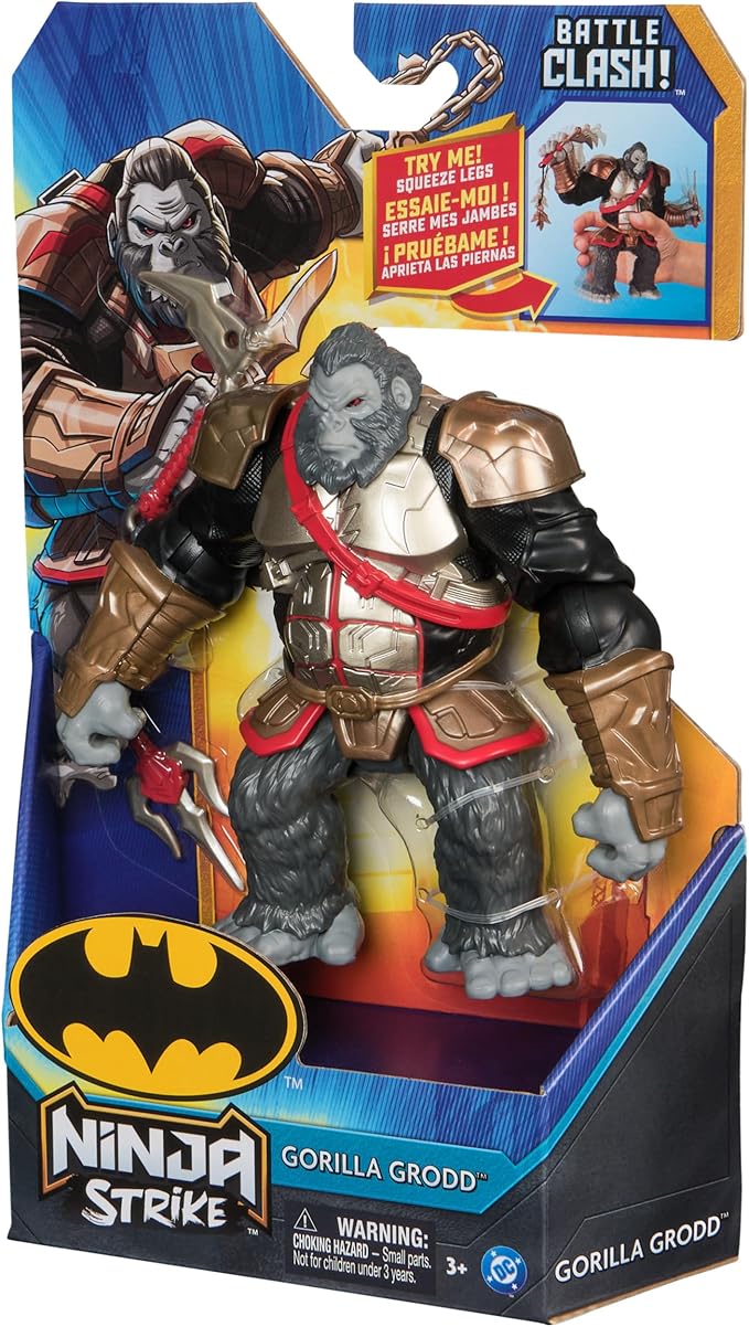 DC Comics, Batman Battle Clash 6” Ninja Strike Gorilla Grodd Action Figure with 2 Ninja Accessories, Super Hero Kids Toys for Boys and Girls Ages 3 & Up