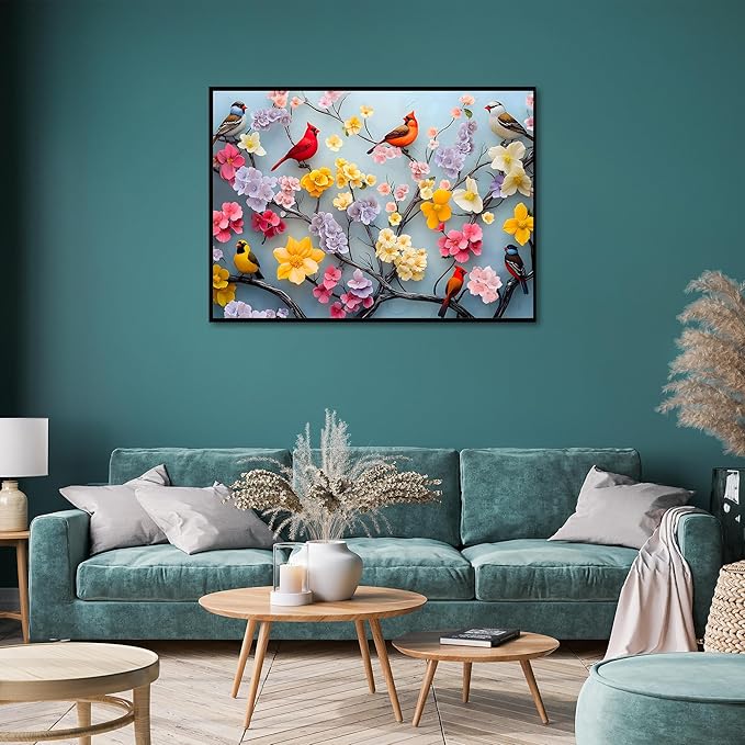 1000 Piece Puzzle for Adults, Bird Flower Puzzle, Impossible Jigsaw Puzzles 1000 Pieces for Home Decor (Flowerful Flock)