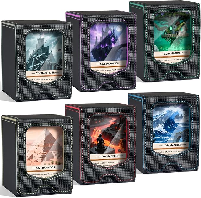 Fabmaker 4 Pack Deck Box Compatible with MTG Commander, (patent Pending) Magnetic Trading Card Storage Box with Comman-der, Fits 100 Double-Sleeved Cards, Card Box Compatible with Magic the Gathering