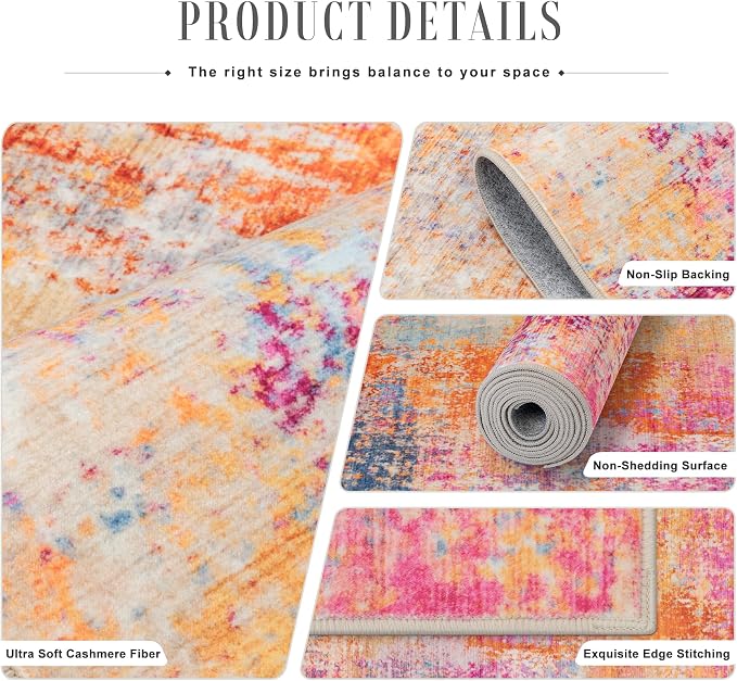 5x8 Area Rug Living Room Rug: Washable Modern Abstract Soft Thin Rug Indoor Floor No Slip Carpet for Bedroom Dining Room Farmhouse Nursery Home Office - Galaxy Haze
