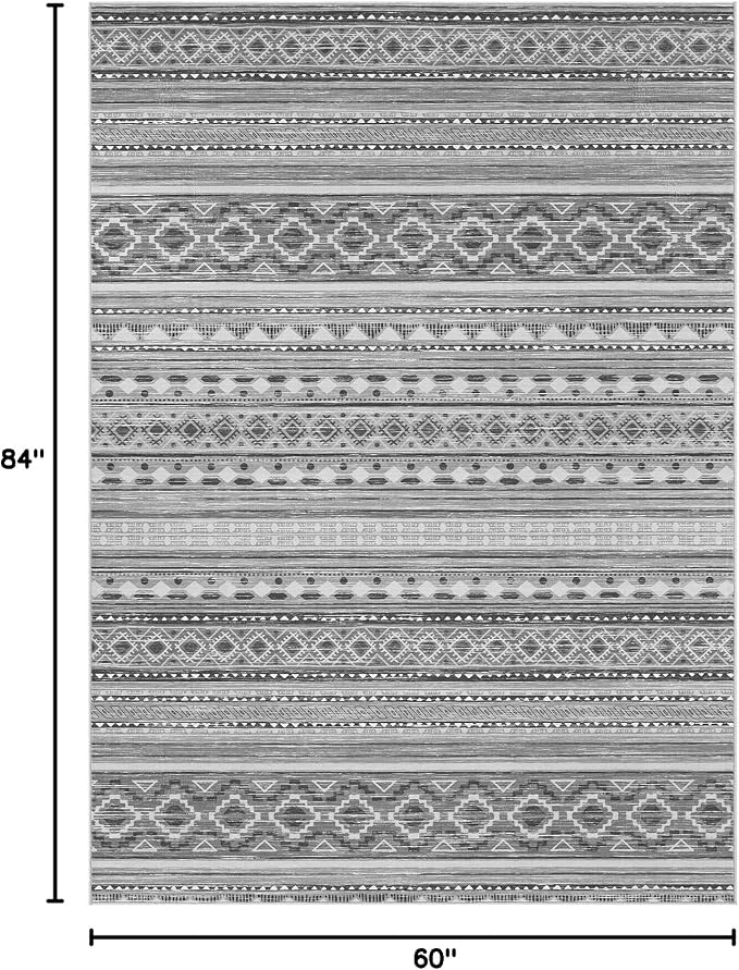 cotiled 5x7 Area Rugs Living Room Rug: Washable Boho Rugs with Non Slip Backing Large Soft Indoor Stain Resistant Carpet for Bedroom Farmhouse Dining Room Lightweight Home Decor Beige Grey