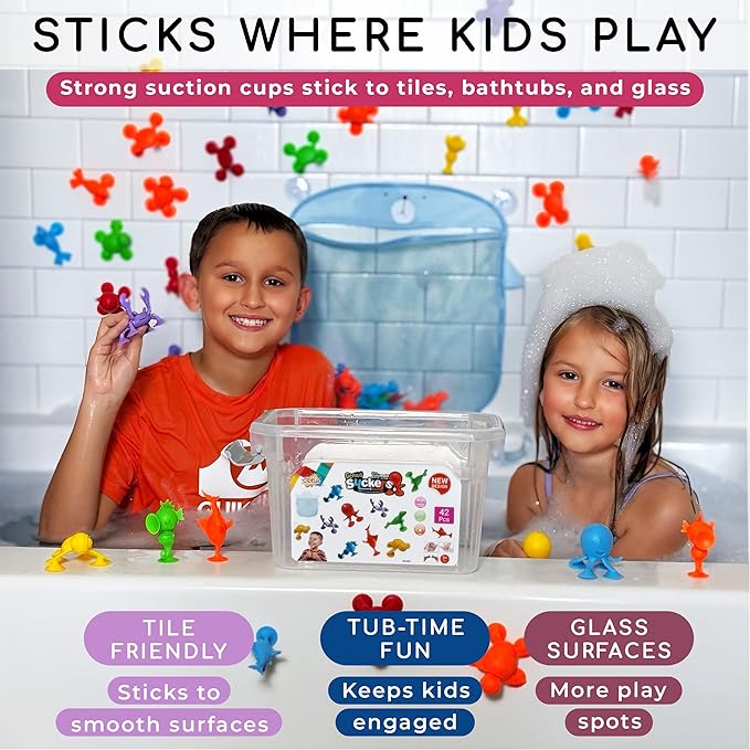ODELA Genius Sucker Toys 42PCs Sea Animals Edition – Fun Colorful Toddler Bath Toy Animal Toys for Toddlers 1-3 – Safe and Durable Materials – Educational and Cute Designs – Ideal for Bath Time, Pool