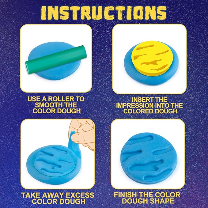 VConejo Color Dough Sets for Kids Ages 2-4, Planets Theme Color Dough Tool Set for Kids Ages 4-8, Color Dough Accessories Toys for Ages 5-7 Boys Girls Toddlers 14 Piece