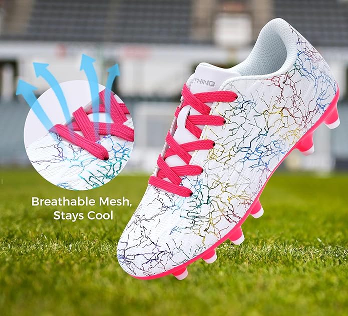 Grils Boys Soccer Cleats Youth Firm Ground FG Football Shoes Lightweight Breathable Outdoor Trainning Sport Shoes for Little/Big Kids