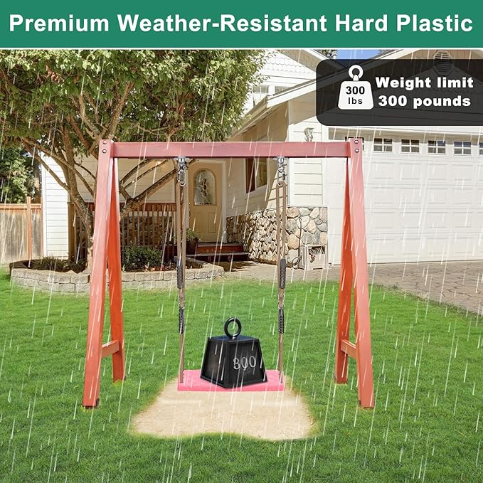 SELEWARE Heavy Duty Swing Seat with Adjustable Rope, 300lbs Capacity Non-Slip Plastic Tree Swing for Kids, Playground Swing Set Accessories Replacement with Snap Hooks for Indoor Outdoor Use (Pink)