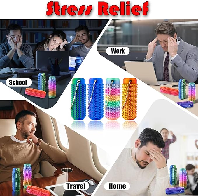 6pcs Little Ouchies Pain Stim Fidget Toy,Mini Pocket Spiky Grippie Stim Keychain Fidget Toys,Key Pendant with Pain Stimulation and Decompression Design for Adults,Novelty Stress Relief Gift for Friend