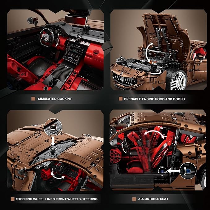 Sports Car Building Blocks Set for Adults, Remote Control 1:8 Racing Car Vehicle Toy Model Building Kit for Kids, 11009, Creative Gifts for Boys Girls Adults 14+ (5480PCS)