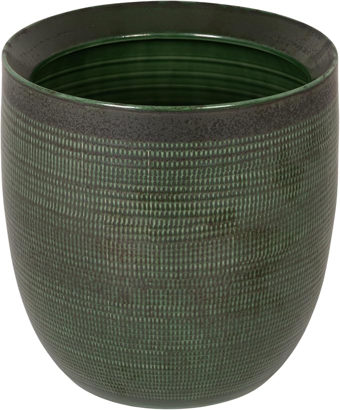 Creative Co-Op Textured Stoneware Planter, Green