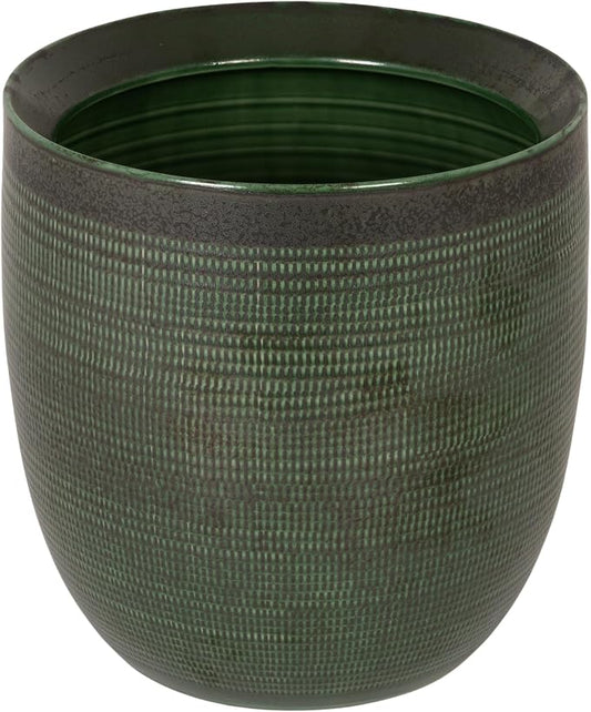 Creative Co-Op Textured Stoneware Planter, Green