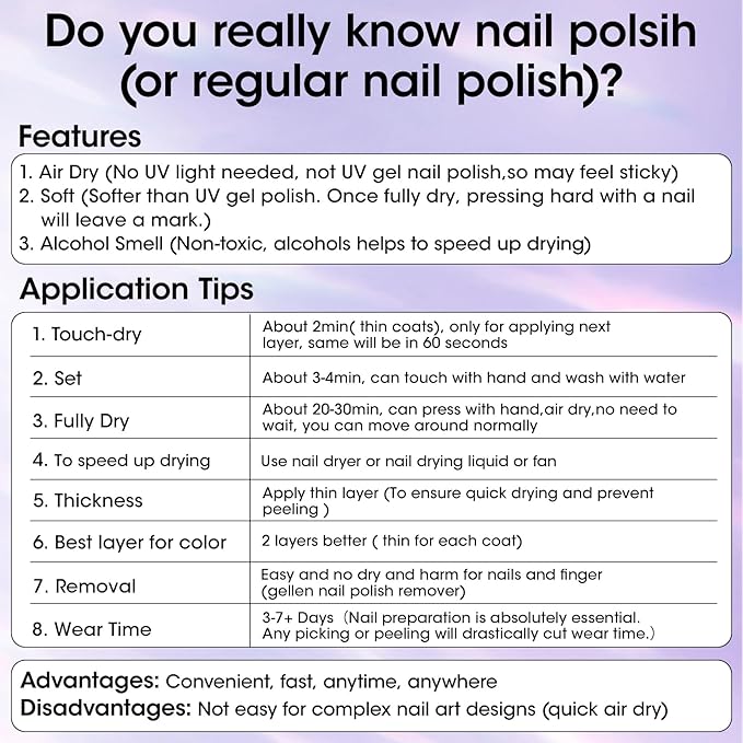 GELLEN Clear Nail Polish Top Coat Quick Dry in 60 Seconds, High Gloss Shine Top Coat Fast Air Drying Regular Nail Polish, Hema Free, Non-toxic, No Chip, Long Lasting, No Pink