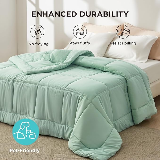 Bedsure Comforter Duvet Insert - Quilted Comforters Twin XL Size, All Season Duvet, GentleSoft Down Alternative Bedding Blanket, with 8 Tabs, Gifts for Women/Men, Sage Green, Twin XL 92 x 68 Inches