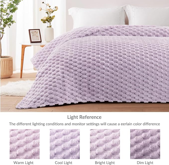 Whale Flotilla Soft Fleece King Size Bed Blanket Luxury 3D Jacquard, Lilac | Lightweight Breathable Coverlet Bedspread for All Seasons, Super Cozy Plush Fluffy Fuzzy Decorative Blanket for Bed, 90"x104"