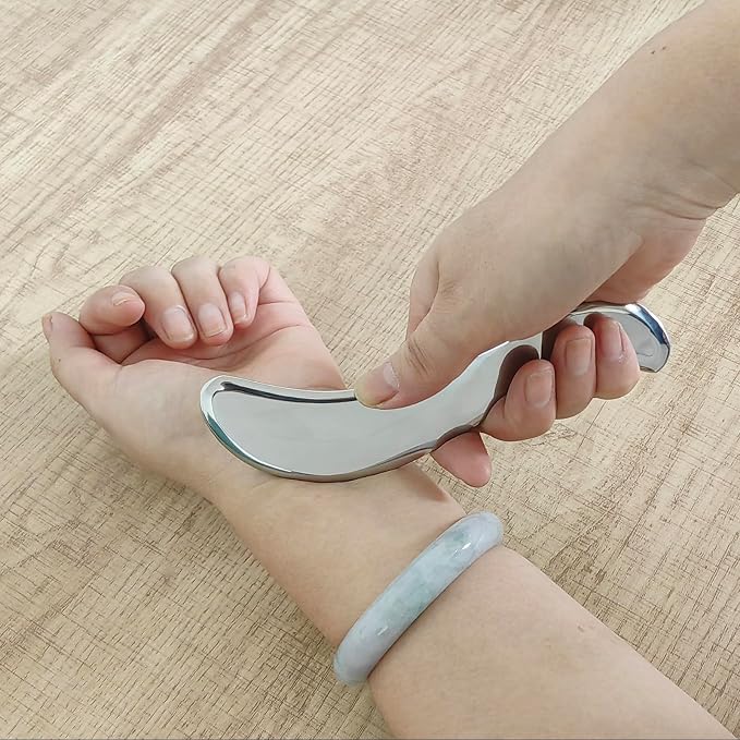 BYYDDIY 6.3 inch Non-Magnetic 304Stainless Steel Gua Sha Tool & Muscle Scraper Tool & Gua Sha Facial Tools (S.S)