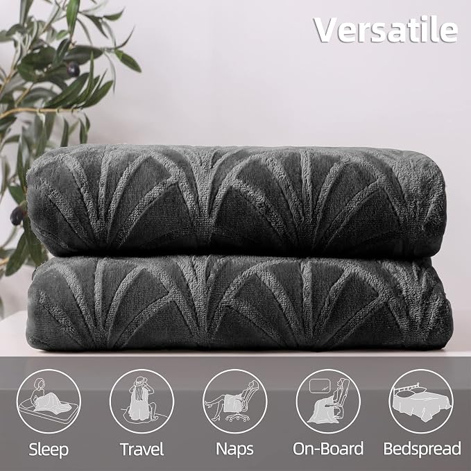 Whale Flotilla Soft Flannel Fleece Twin XL Size Blanket for Bed, Dark Grey | 90"x66" Cozy Lightweight Breathable Coverlet, Plush Fluffy Bedspread, Vintage Pattern Decorative Blanket for Dorm, All Season