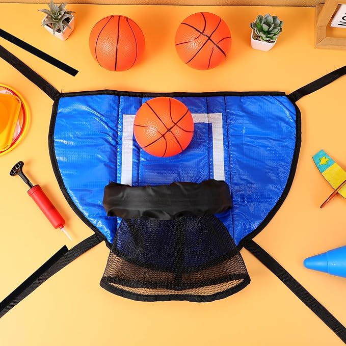 Toyvian Trampoline Basketball Hoop Attachment - Basketball Hoop Goal with 3 Balls 1 Pump for Trampoline Accessories Outdoor