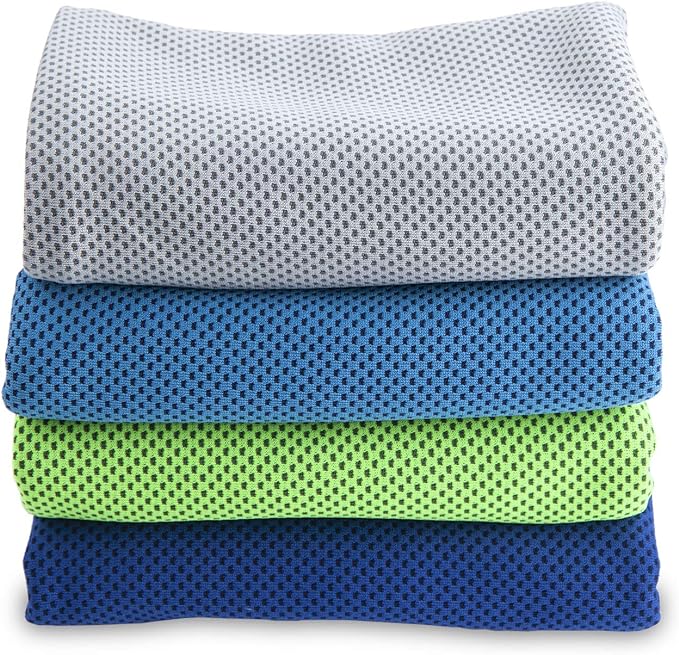 Cooling Towels (4 Pack) 40"x12" - Ice Towel for Neck & Face, Soft Microfiber Chilly Towel, Instant Cooling Relief for Sports, Gym, Yoga, Running, Golf, Camping & Outdoor Activities