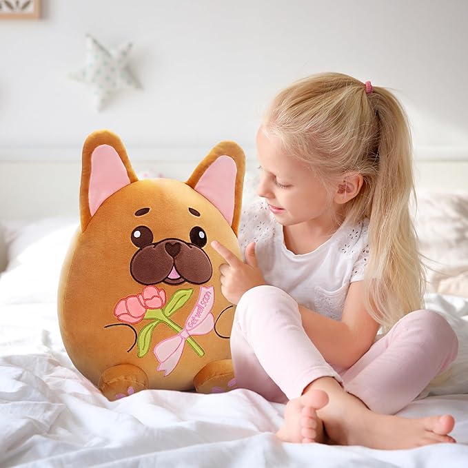 Get Well Soon French Bulldog Dog Puppy Original 15-Inch Large Plush Pillow Stuffed Animal Toy Patient Feel Better,Big Plushie,Gift for Kids