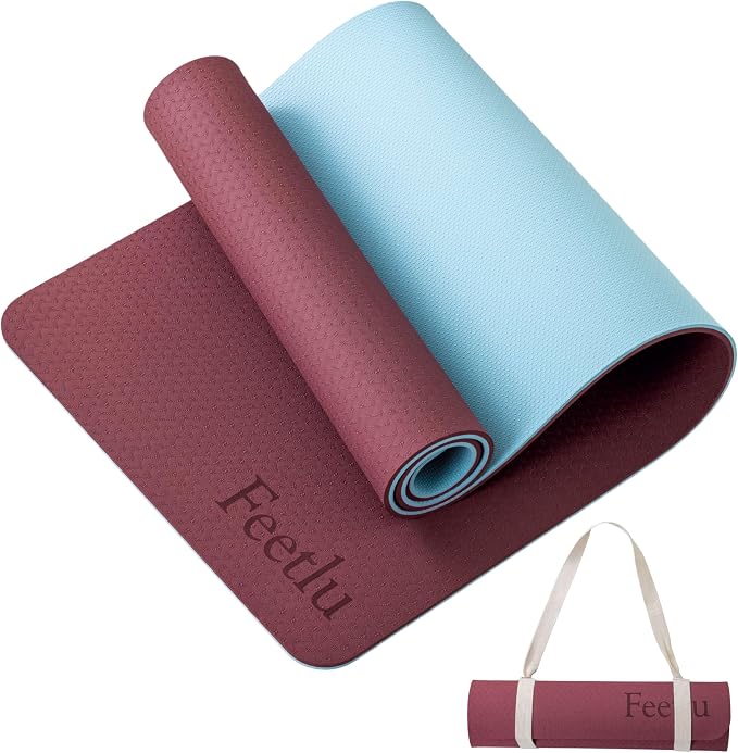 Extra Thick Yoga Mat with Carry Strap, 10mm Non-Slip Exercise Mat, 72 x 24 Inch Cushioned Workout Mat for Yoga, Pilates, Stretching & Floor Exercises