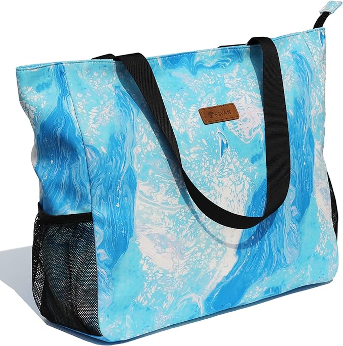 ESVAN LARGE BEACH BAG Water Resistant Lightweight 20 inch Women Oversize Tote Bag for Gym Beach Travel Pool Yoga Nurse