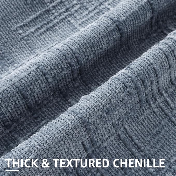 decorUhome Textured Chenille Throw Pillow Covers 12x20 Set of 2 Grey Blue | Fall Modern Farmhouse Soft Cozy Slubby Couch Pillow Cases Boho Decorative Pillow Cases for Bed Sofa Living Room Home Decor