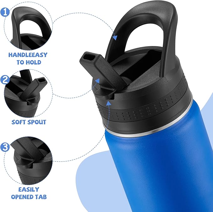Kids Water Bottle,14oz Stainless Steel Insulated Water Tumbler Leak-Proof,School Water Mug,Small and Portable,Suitable for Boys and Girls to Use(Blue)