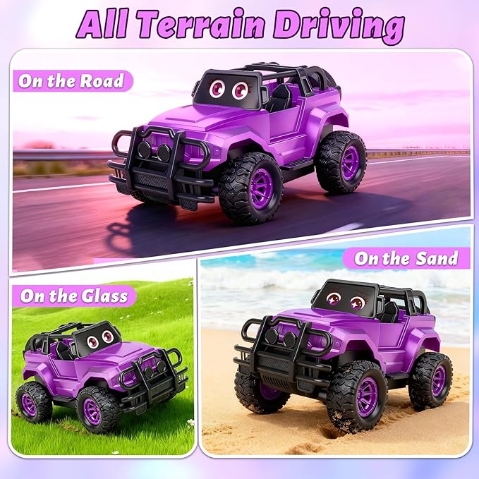 Ynybusi Remote Control Car RC Racing Cars, 1:20 Scale Remote Control Monster Truck, 2.4Ghz LED Light Off-Road Rc Cars,Toy Cars for Kids Boys Girls 6 7 8 9 10 Years Old (Purple)