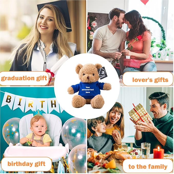 Personalized Teddy Bear with Text+Photo, Valentines Bear Stuffed Animal Plush Toys as Personalized Gifts for Women Men on Valentines' Day Birthday Anniversary Christmas Day（16 inch-Text+Photo