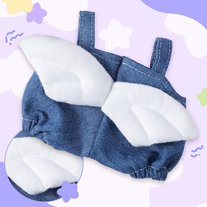 17cm Doll Clothing Set 3Pcs - Denim Overalls + Drool Bib, Blue Casual Outfit for 6-7inch Dolls (NO Doll Included) Sweet Style Dress Accessories