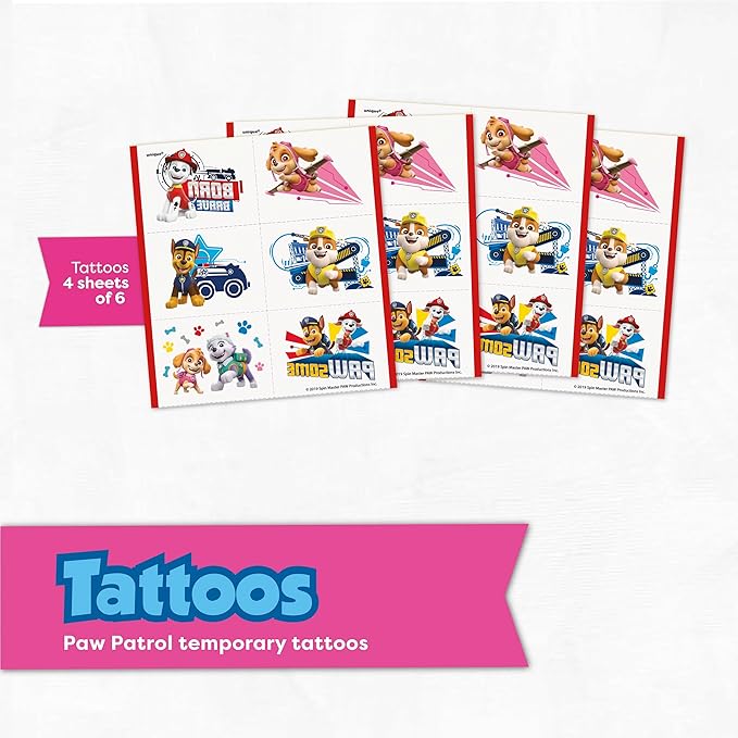 Skye Paw Patrol Birthday Decorations | Serves 16 | Pink Banner, Tablecloth, Balloons, Plates and Napkins, Temporary Tattoos, Sticker | Paw Patrol Party Decorations for Girls