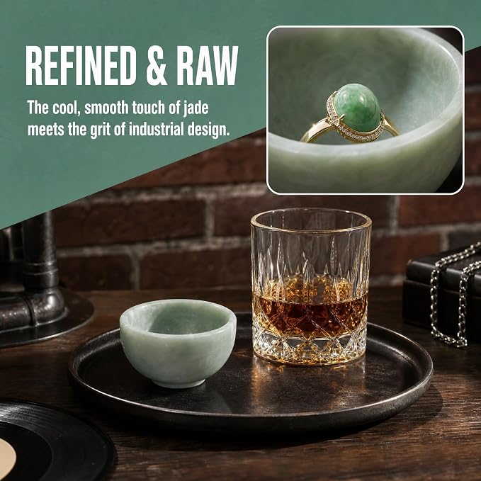 2 PCS Ring Bowl Jade Stone Trinket Dish Small Jewelry Holder Suitable For Vanity Nightstand Desk Decor Crystal Storage Home Office Accessories