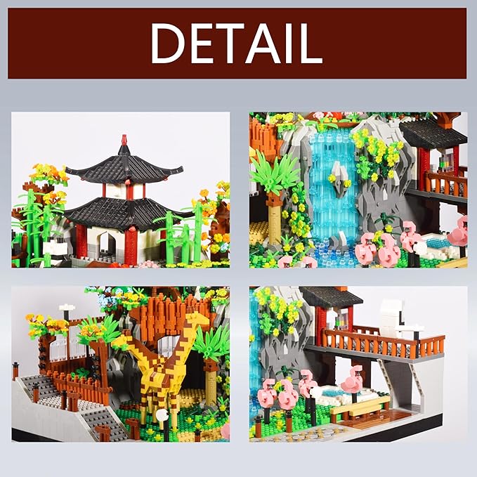 Animal Zoo Micro Mini Building Blocks Model Set with Giraffe Panda Flamingo, Creative Animal World Toys Gifts for Adult and Age of 14+ 5000PCS