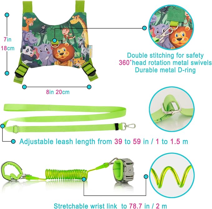 HappyVk Toddler Leash Harness Kid Leash Child Safety Harness Baby Leash Anti Lost Ages 1-4
