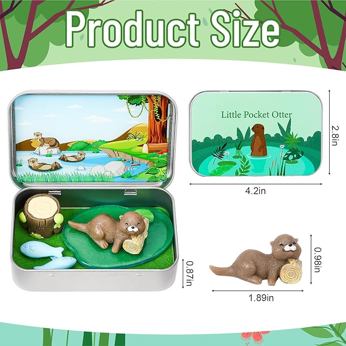 Little Pocket Otter, Cute Otter Friend in Tin Box, Travel Buddy, Gift for Kids, Friends, Coworkers