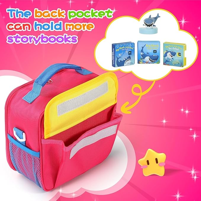 Handle Bag Carrying Case Compatible for Little Tikes Story Dream Machine Books Starter Set Storage Bag Accessories for Little Tikes Storybook Audio Play Collection Bag with Strap (Pink)