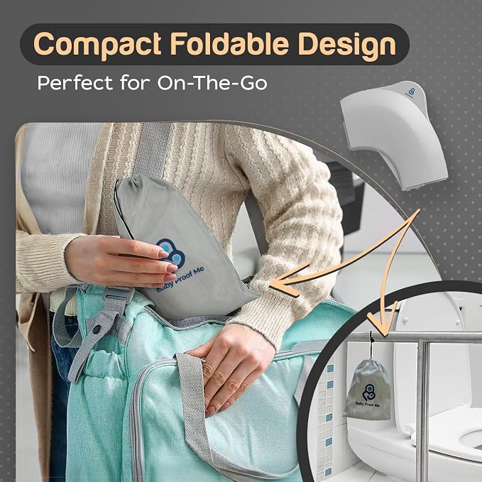 Baby Proof Me Travel Potty Training Seat for Toddlers Boys and Girls – ABS Plastic Foldable, Non-Slip Suction Cups, Fits Round & Oval Toilets, Portable Toilet Seat for Kids, Includes Free Travel Bag