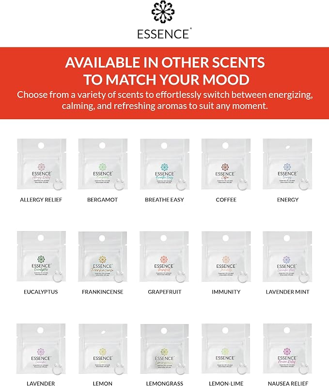Essence Wearable Aromatherapy Nasal Diffuser – Grapefruit Essential Oil Nose Ring Silicone Inhaler for Stress & Mood Support - Made in USA & Travel-Friendly