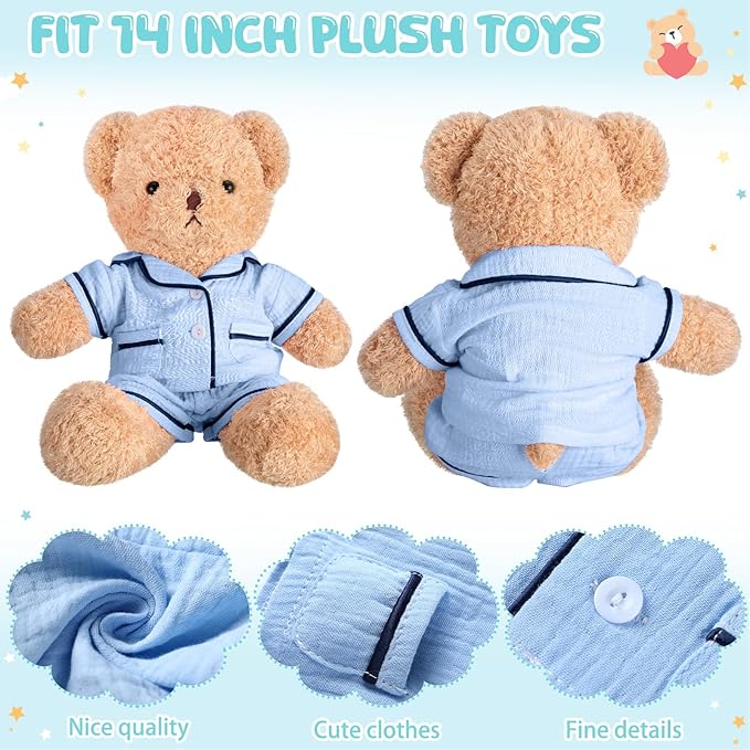 Hungdao Bear Clothes Pajamas Make Your Own Animals Outfits Fits Most 14 Inches Bear Accessories (Blue)