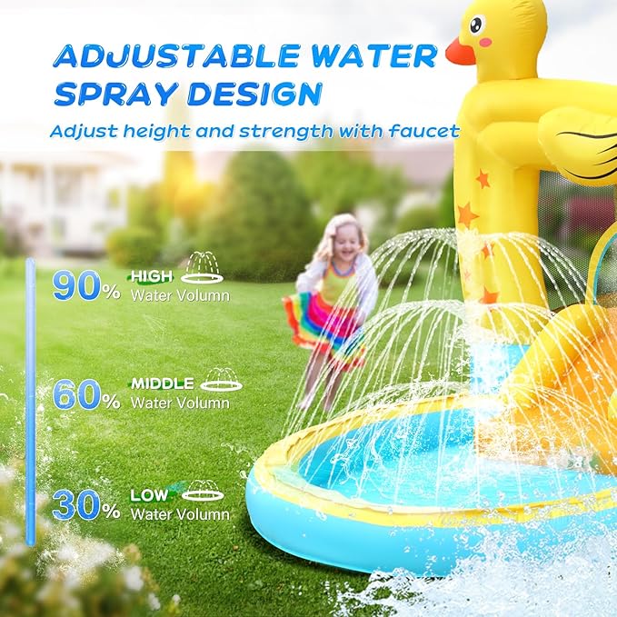 (2026 New) JOYMOR Water Slide Bounce House w/Ball Pit, Slide, Sprinklers, Toddler Bounce House Castle Indoor Outdoor, Inflatable Water Slide for Kids 3-6 (Air Blower, Carrying Bag Included)