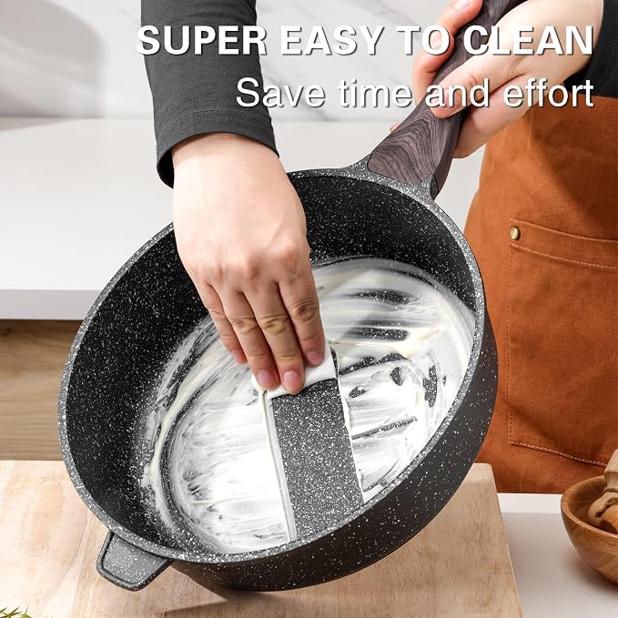 Kordisen Nonstick Deep Frying Pan Skillet with Lid, 10 Inch | Saute Pan, Healthy, Induction Compatible, PFOA Free