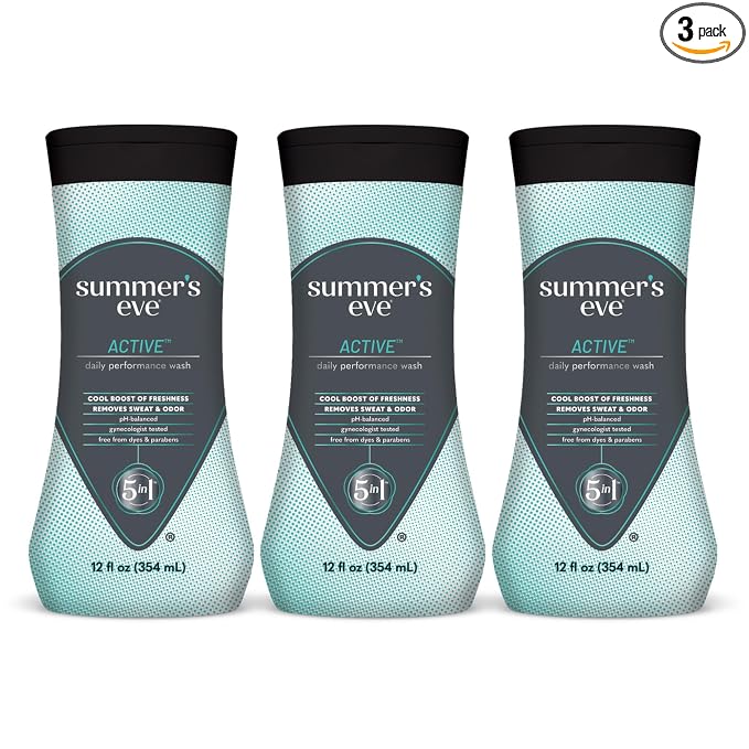 Summer’s Eve Active Daily Performance All Over Feminine Body Wash, Feminine Wash pH Balanced, 12 fl oz bottle 3 Pack
