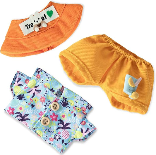 Clothes for 6.7in/17cm Doll, Set of 4 Cute Doll Accessories Includes Doll Hat+T-Shirt+Bib Pants+Shoes Set Premium Fashion Outfit for Collectors Unique Gift (Style C2)