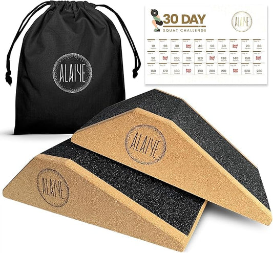 Squat Wedge Blocks (Set of 2) – Non-Slip Slant Boards for Lower Body Workouts Ankle and Calf Stretching - Yoga Blocks, Designed to Elevate Heels and Squat Support - Includes Carry Bag